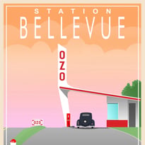 Accueil à l'ancienne station-service OZO Bellevue