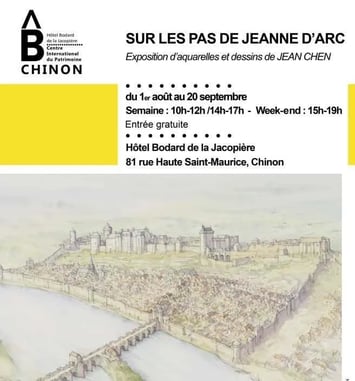 Sur les pas de Jeanne d'Arc, exposition d'aquarelles et dessins de Jean Chen